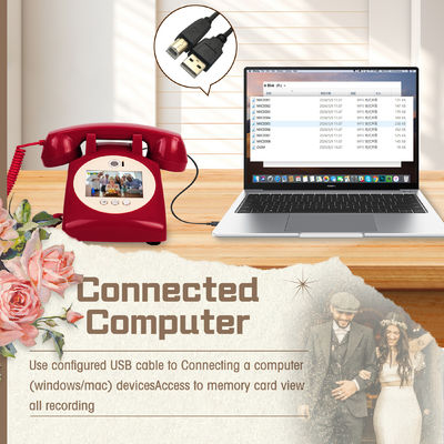 Ghi âm tin nhắn Video Guest Book Đỏ Wedding Phone Recorder Cho Bất kỳ Lễ kỷ niệm