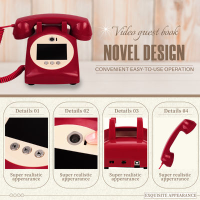Ghi âm tin nhắn Video Guest Book Đỏ Wedding Phone Recorder Cho Bất kỳ Lễ kỷ niệm