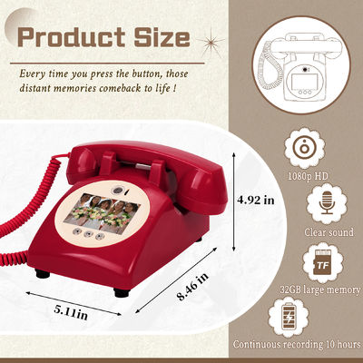 Ghi âm tin nhắn Video Guest Book Đỏ Wedding Phone Recorder Cho Bất kỳ Lễ kỷ niệm