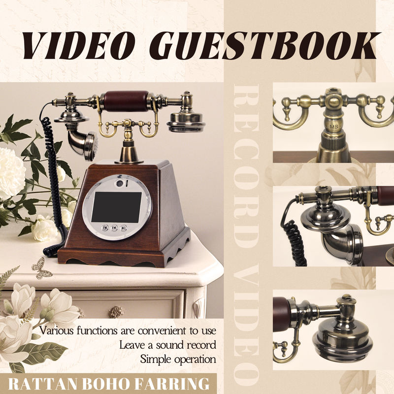 Đám cưới Retro Audio Video tùy chỉnh cuốn sách khách ABS Banquet Party Guest Blessing Sign-In Book Tin nhắn thoại tùy chỉnh